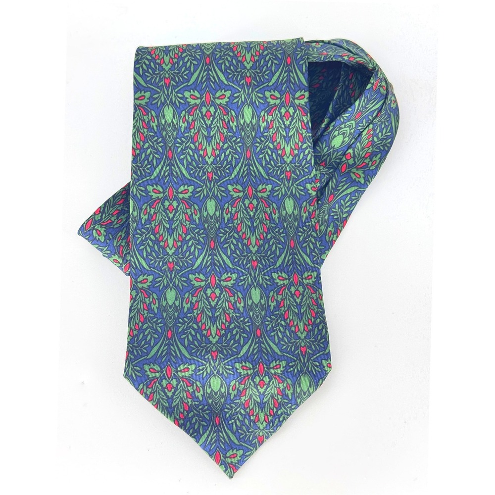 Smithsonian Institution Necktie Mens OS Blue Green Red Good Silk‎ Floral Italy